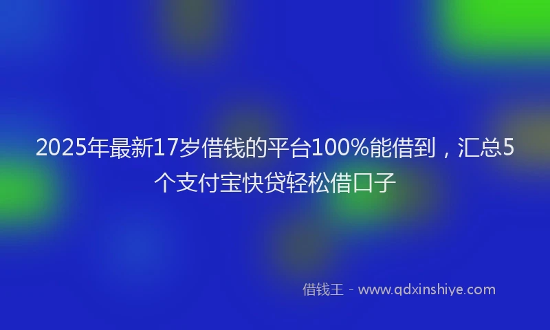 2025年最新17岁借钱的平台100%能借到，汇总5个支付宝快贷轻松借口子