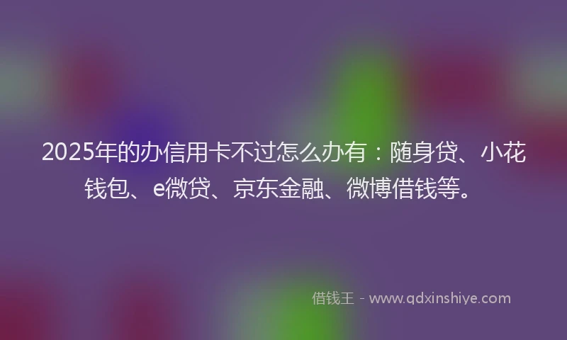 2025年的办信用卡不过怎么办有：随身贷、小花钱包、e微贷、京东金融、微博借钱等。