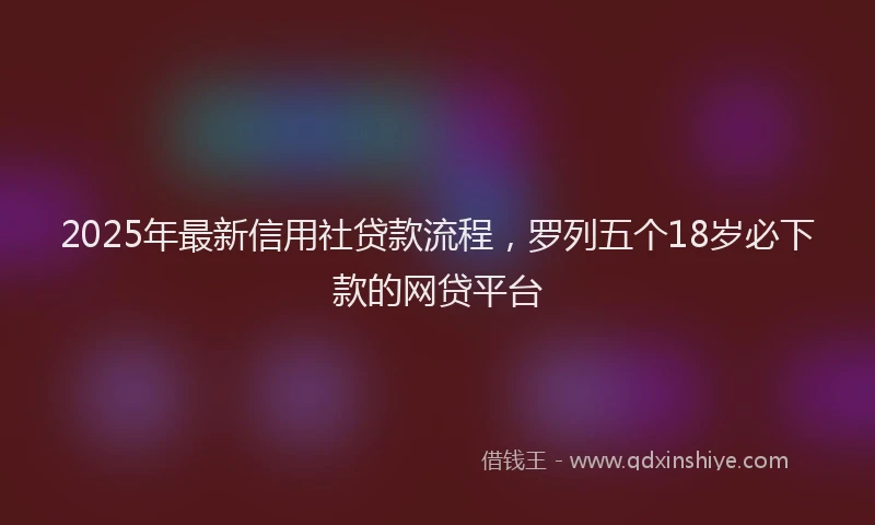 2025年最新信用社贷款流程，罗列五个18岁必下款的网贷平台