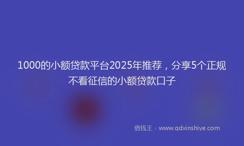 1000的小额贷款平台2025年推荐，分享5个正规不看征信的小额贷款口子