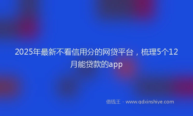 2025年最新不看信用分的网贷平台，梳理5个12月能贷款的app