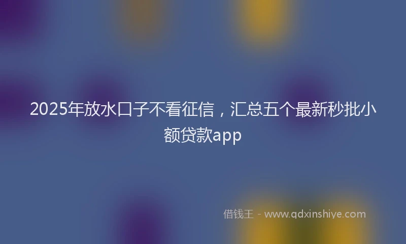 2025年放水口子不看征信，汇总五个最新秒批小额贷款app
