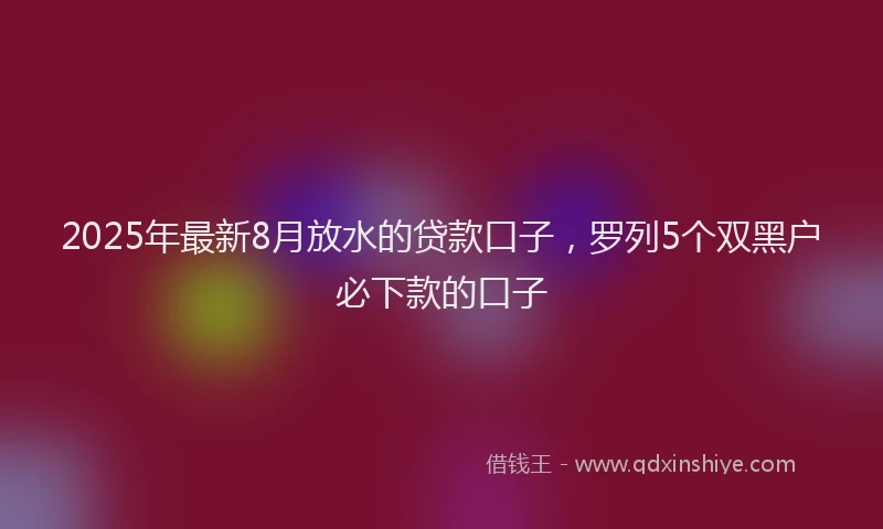 2025年最新8月放水的贷款口子，罗列5个双黑户必下款的口子