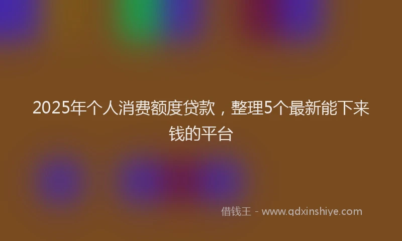 2025年个人消费额度贷款，整理5个最新能下来钱的平台