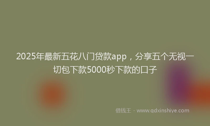 2025年最新五花八门贷款app，分享五个无视一切包下款5000秒下款的口子