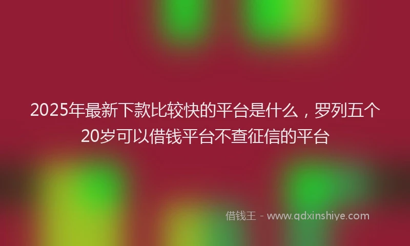 2025年最新下款比较快的平台是什么，罗列五个20岁可以借钱平台不查征信的平台