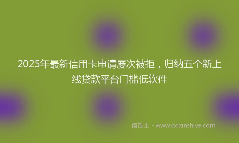 2025年最新信用卡申请屡次被拒，归纳五个新上线贷款平台门槛低软件
