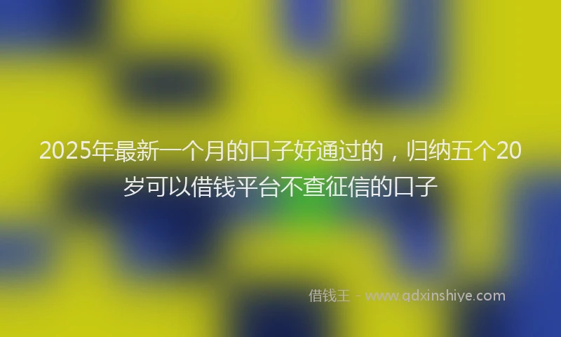 2025年最新一个月的口子好通过的，归纳五个20岁可以借钱平台不查征信的口子