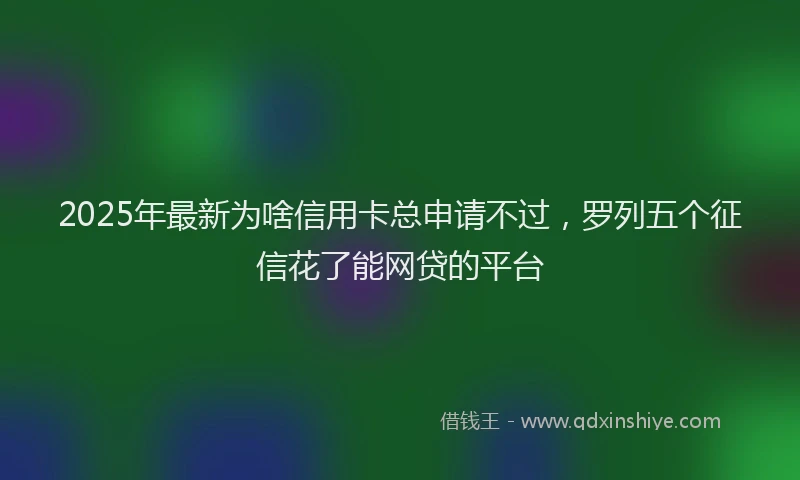 2025年最新为啥信用卡总申请不过，罗列五个征信花了能网贷的平台