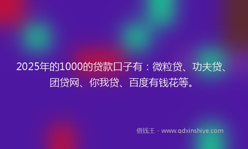 2025年的1000的贷款口子有：微粒贷、功夫贷、团贷网、你我贷、百度有钱花等。