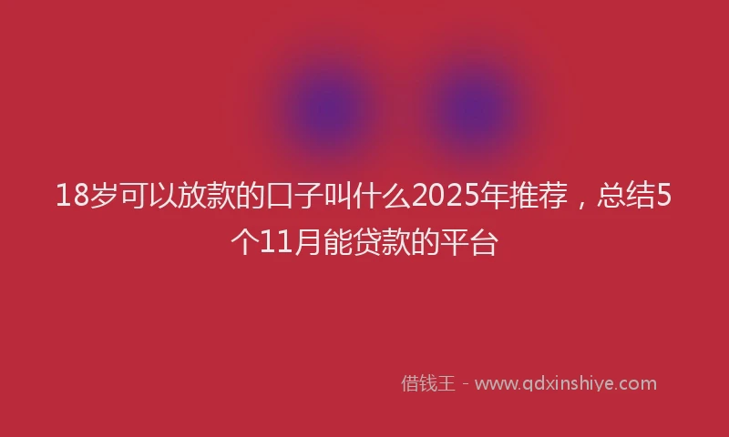 18岁可以放款的口子叫什么2025年推荐，总结5个11月能贷款的平台