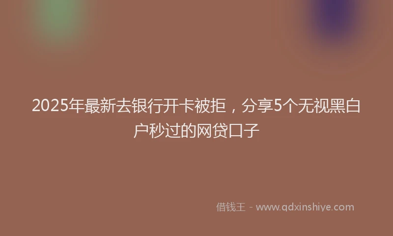 2025年最新去银行开卡被拒，分享5个无视黑白户秒过的网贷口子