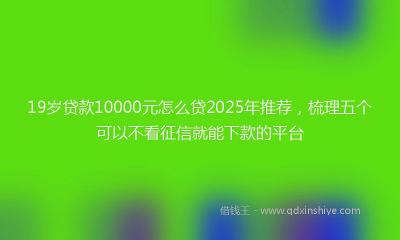19岁贷款10000元怎么贷2025年推荐，梳理五个可以不看征信就能下款的平台