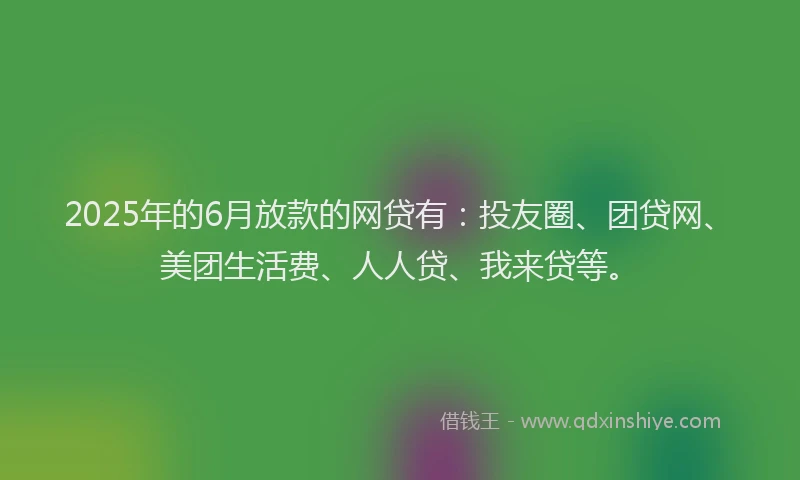 2025年的6月放款的网贷有：投友圈、团贷网、美团生活费、人人贷、我来贷等。