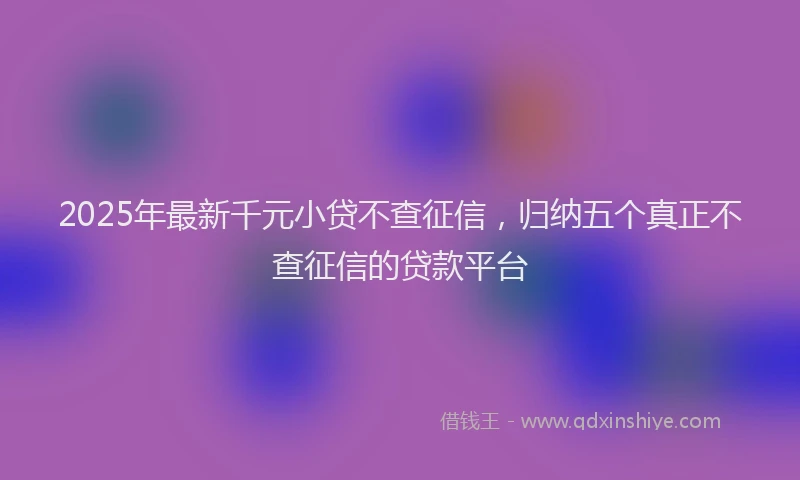 2025年最新千元小贷不查征信，归纳五个真正不查征信的贷款平台