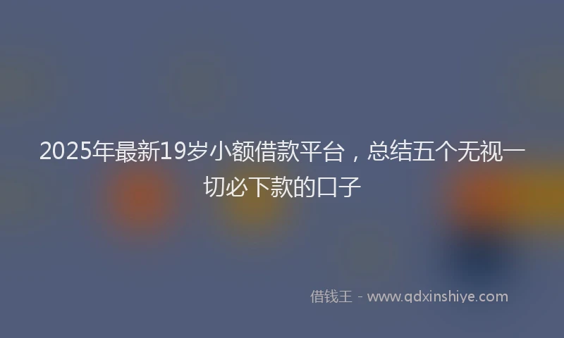 2025年最新19岁小额借款平台，总结五个无视一切必下款的口子