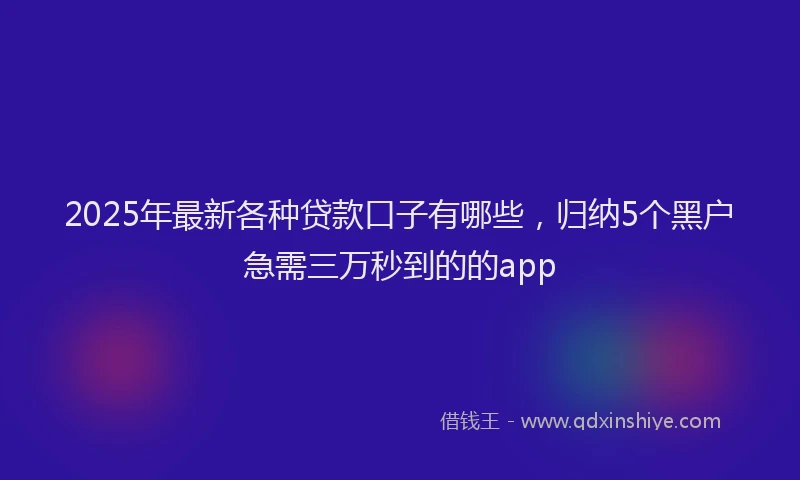 2025年最新各种贷款口子有哪些，归纳5个黑户急需三万秒到的的app