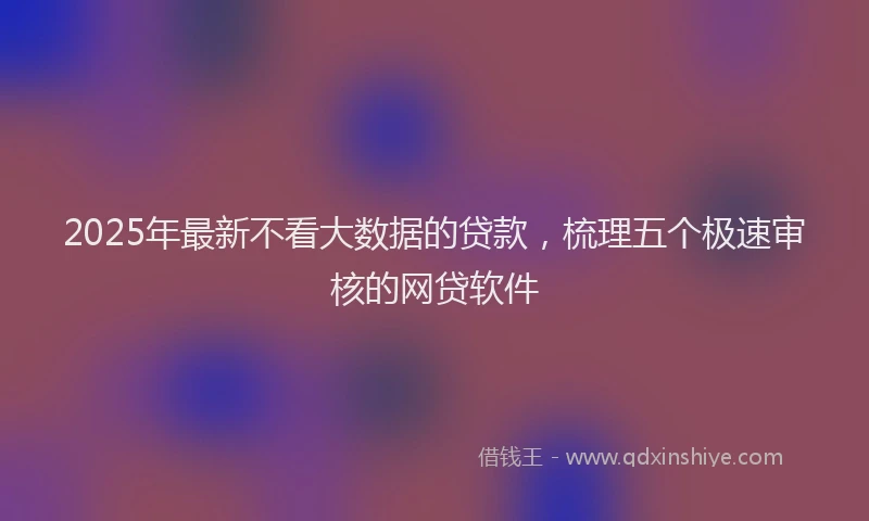 2025年最新不看大数据的贷款，梳理五个极速审核的网贷软件