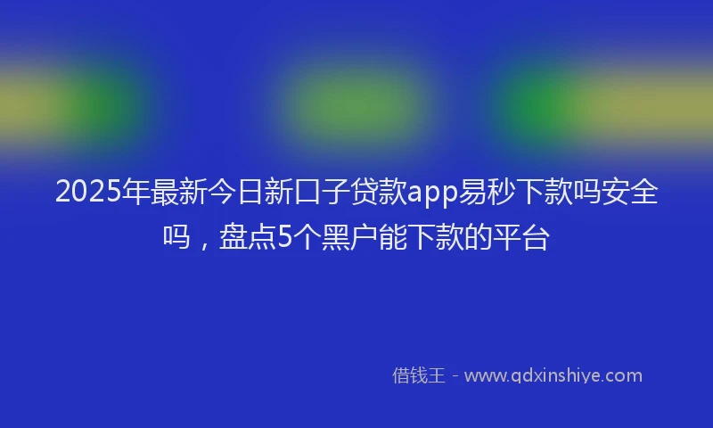 2025年最新今日新口子贷款app易秒下款吗安全吗，盘点5个黑户能下款的平台