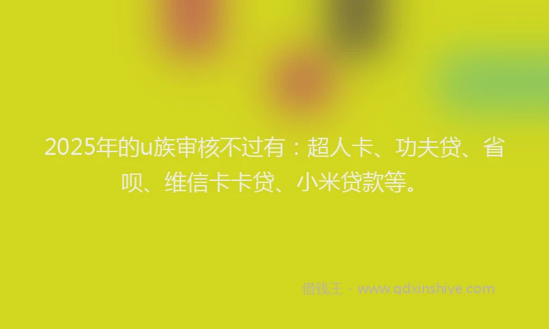 2025年的u族审核不过有：超人卡、功夫贷、省呗、维信卡卡贷、小米贷款等。