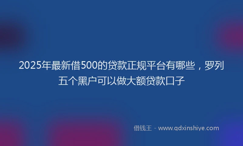 2025年最新借500的贷款正规平台有哪些，罗列五个黑户可以做大额贷款口子