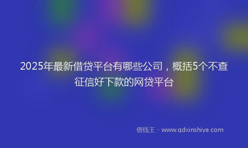 2025年最新借贷平台有哪些公司，概括5个不查征信好下款的网贷平台