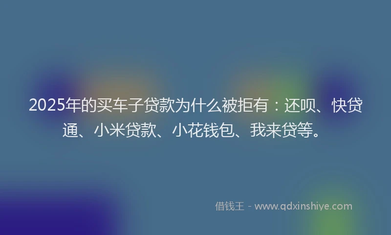 2025年的买车子贷款为什么被拒有：还呗、快贷通、小米贷款、小花钱包、我来贷等。
