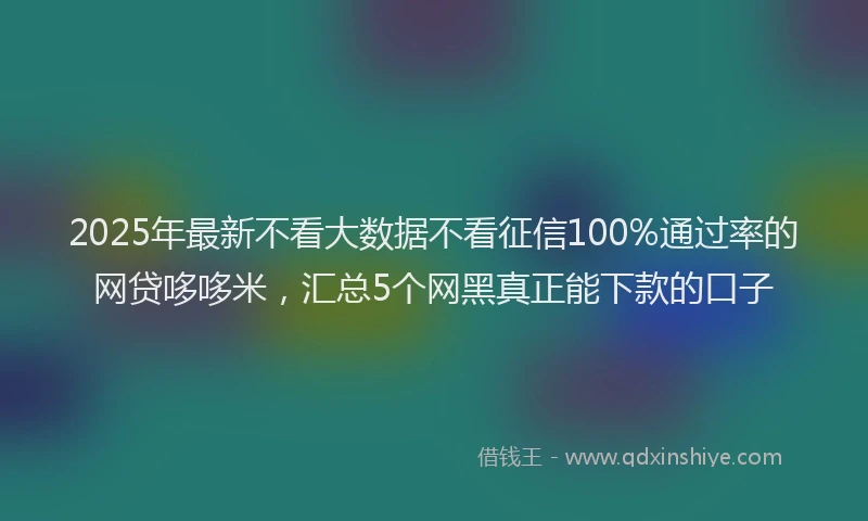 2025年最新不看大数据不看征信100%通过率的网贷哆哆米，汇总5个网黑真正能下款的口子