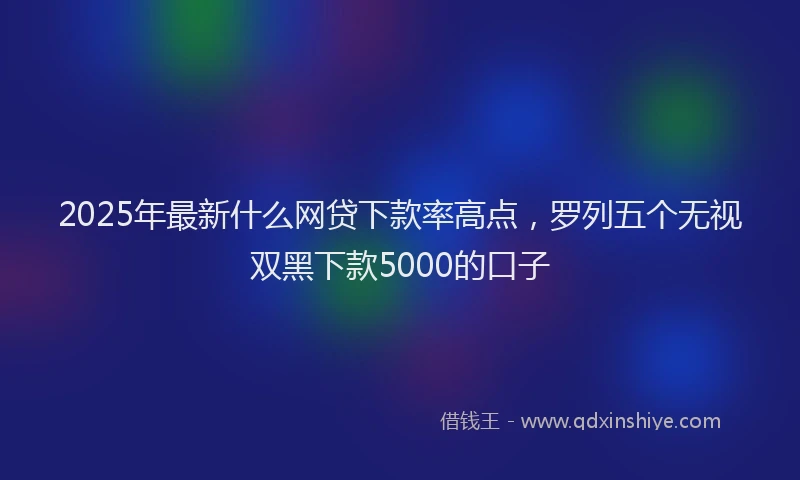 2025年最新什么网贷下款率高点，罗列五个无视双黑下款5000的口子