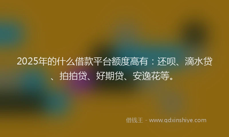 2025年的什么借款平台额度高有：还呗、滴水贷、拍拍贷、好期贷、安逸花等。