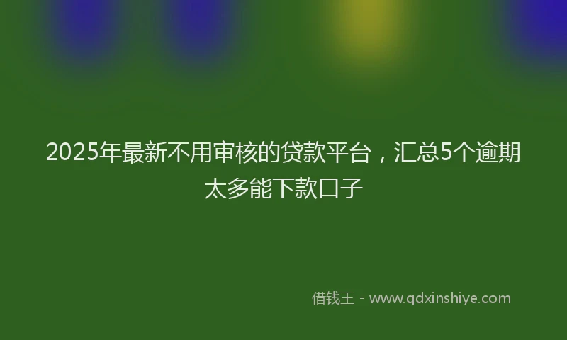 2025年最新不用审核的贷款平台，汇总5个逾期太多能下款口子