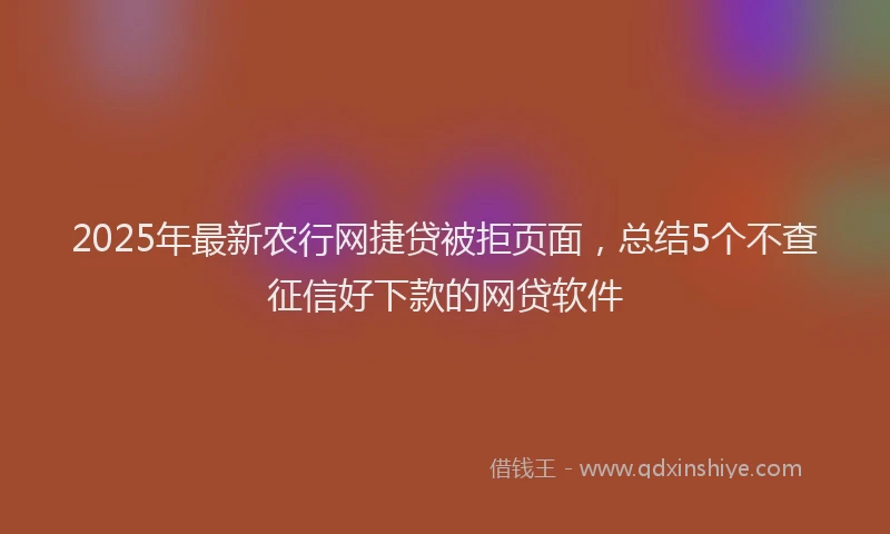 2025年最新农行网捷贷被拒页面，总结5个不查征信好下款的网贷软件