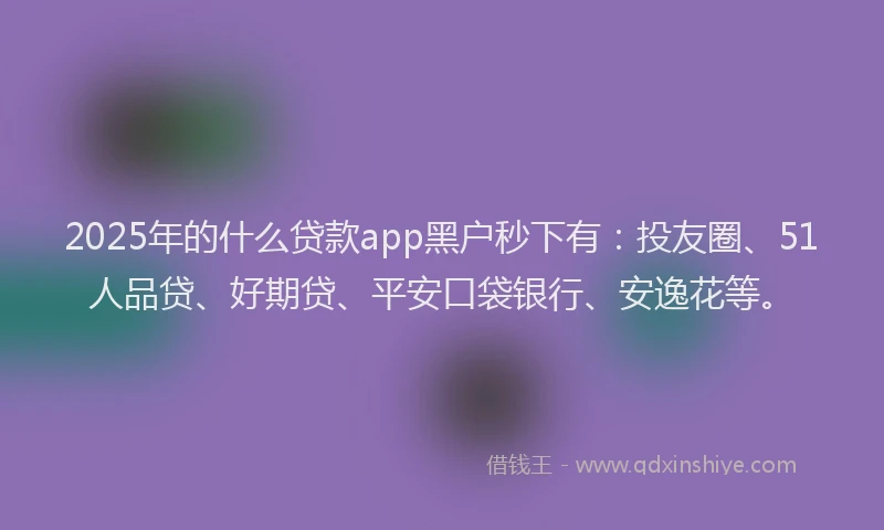 2025年的什么贷款app黑户秒下有：投友圈、51人品贷、好期贷、平安口袋银行、安逸花等。