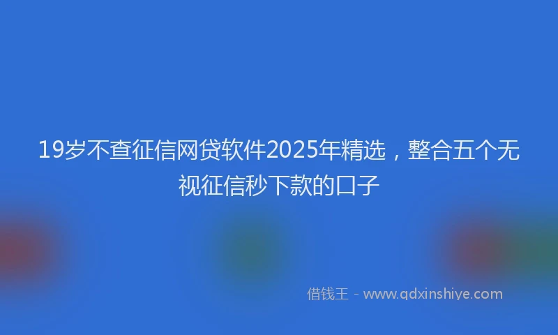 19岁不查征信网贷软件2025年精选，整合五个无视征信秒下款的口子