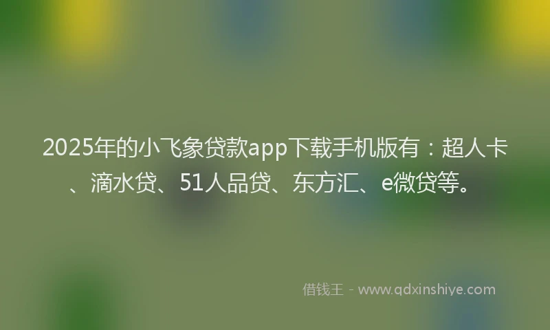 2025年的小飞象贷款app下载手机版有：超人卡、滴水贷、51人品贷、东方汇、e微贷等。