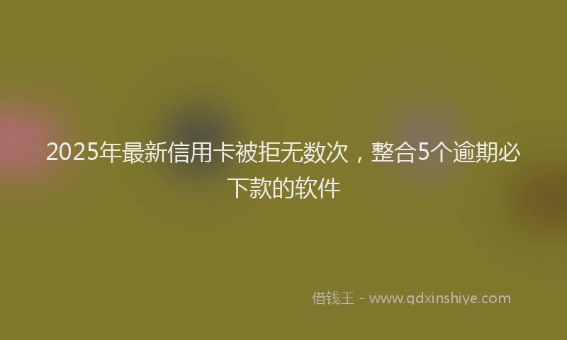 2025年最新信用卡被拒无数次，整合5个逾期必下款的软件