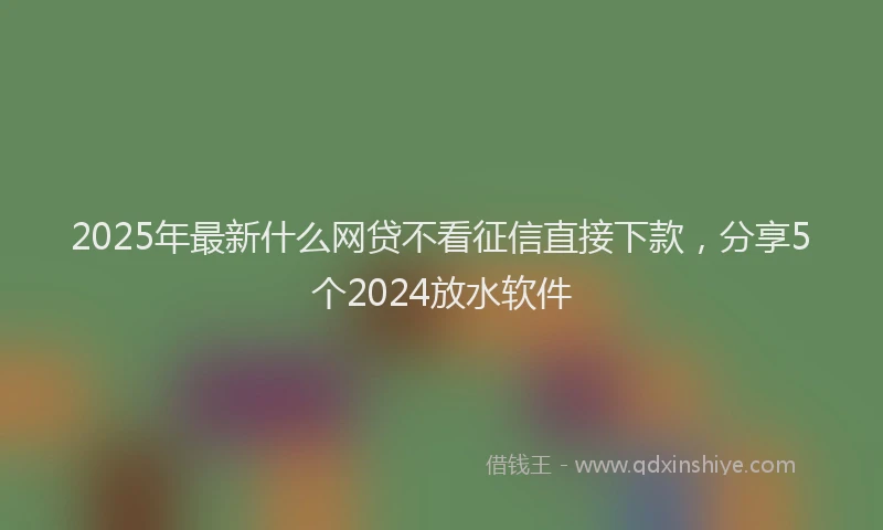 2025年最新什么网贷不看征信直接下款，分享5个2024放水软件