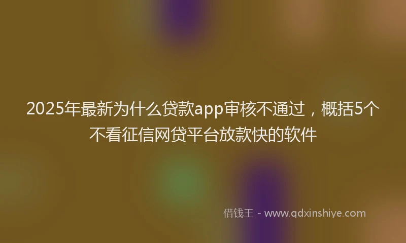 2025年最新为什么贷款app审核不通过，概括5个不看征信网贷平台放款快的软件
