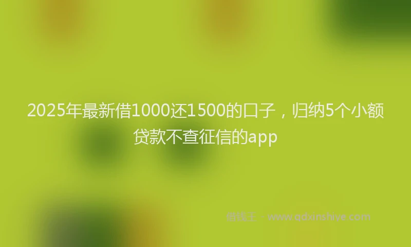 2025年最新借1000还1500的口子，归纳5个小额贷款不查征信的app