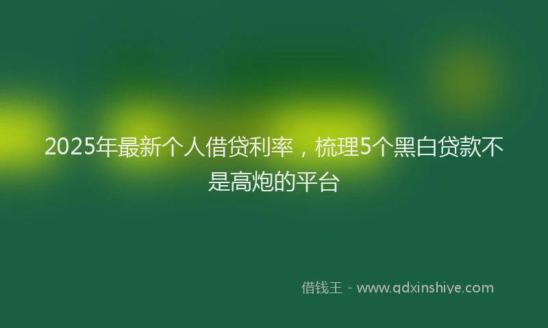 2025年最新个人借贷利率，梳理5个黑白贷款不是高炮的平台