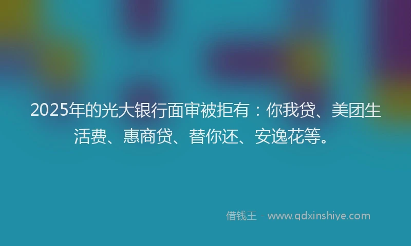 2025年的光大银行面审被拒有：你我贷、美团生活费、惠商贷、替你还、安逸花等。