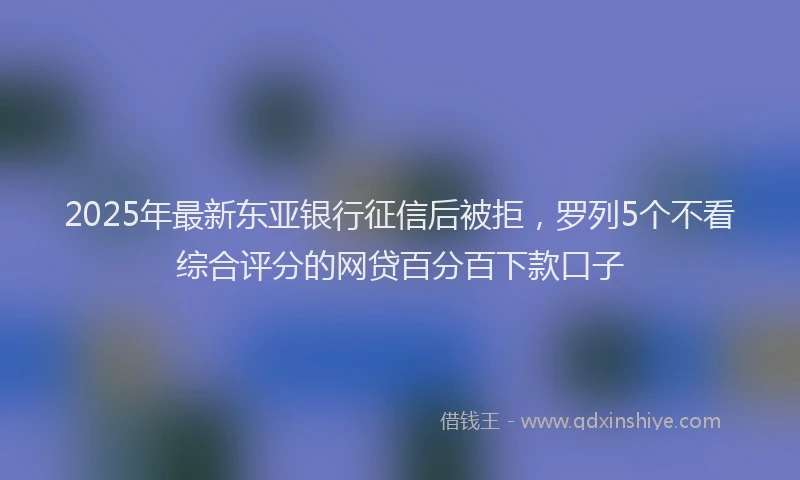 2025年最新东亚银行征信后被拒，罗列5个不看综合评分的网贷百分百下款口子
