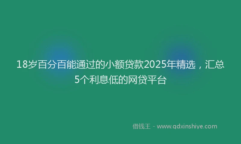 18岁百分百能通过的小额贷款2025年精选，汇总5个利息低的网贷平台