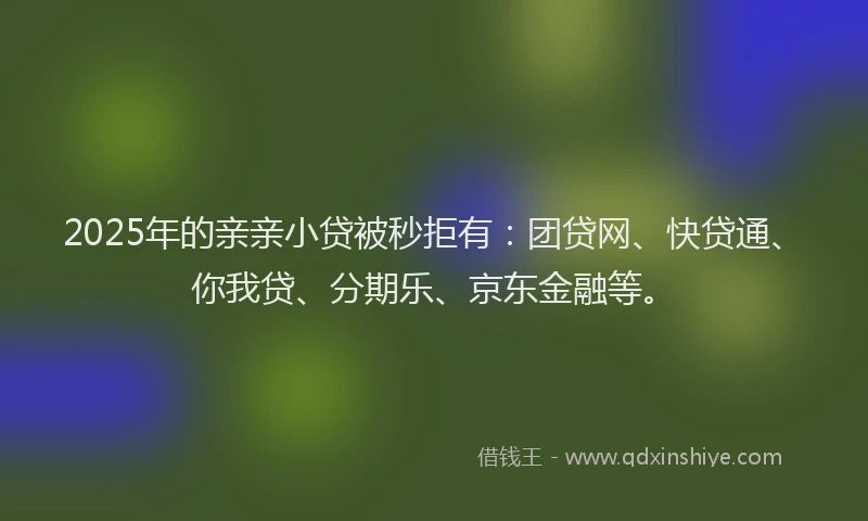 2025年的亲亲小贷被秒拒有：团贷网、快贷通、你我贷、分期乐、京东金融等。
