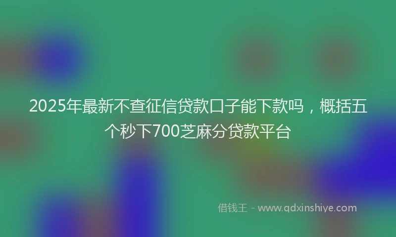 2025年最新不查征信贷款口子能下款吗，概括五个秒下700芝麻分贷款平台