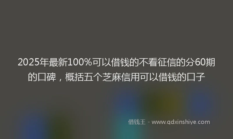 2025年最新100%可以借钱的不看征信的分60期的口碑，概括五个芝麻信用可以借钱的口子