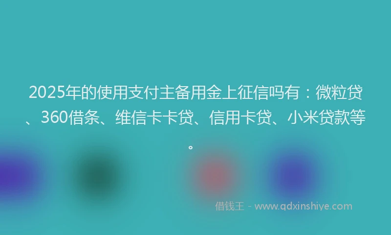 2025年的使用支付主备用金上征信吗有：微粒贷、360借条、维信卡卡贷、信用卡贷、小米贷款等。