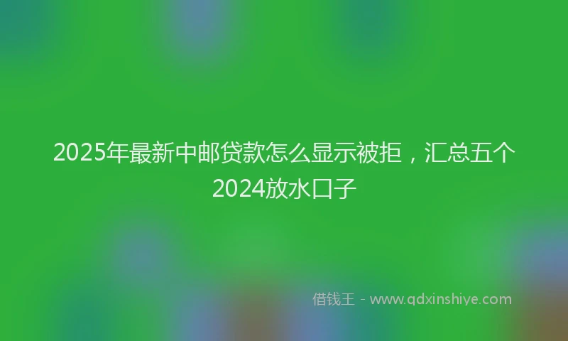 2025年最新中邮贷款怎么显示被拒，汇总五个2024放水口子