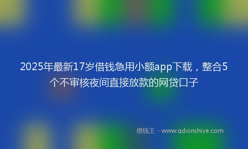 2025年最新17岁借钱急用小额app下载，整合5个不审核夜间直接放款的网贷口子