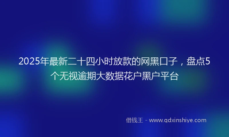 2025年最新二十四小时放款的网黑口子，盘点5个无视逾期大数据花户黑户平台